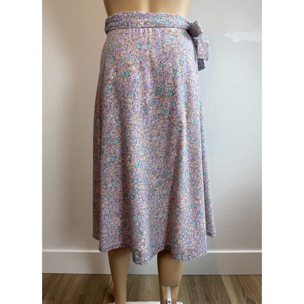 Vintage Floral Wrap Midi Skirt Sz 8 Womens Cottagecore Prairie Ditsy Floral Boho - Picture 5 of 10